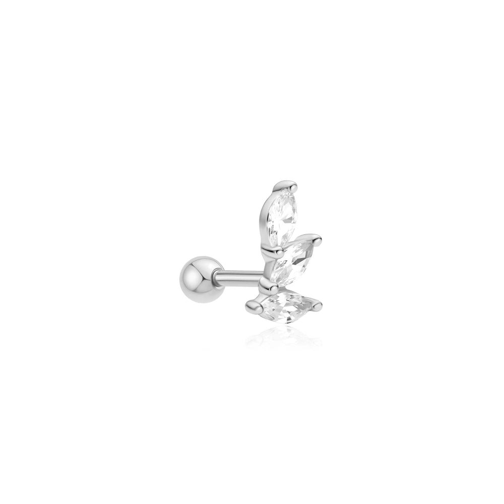 Ear Edit Silver Triple Marquise Barbell Single Earring