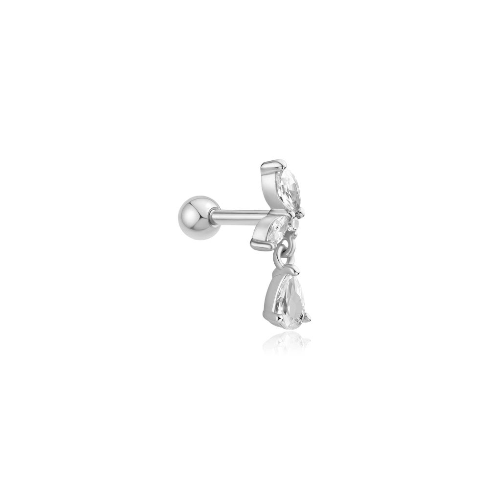 Ear Edit Silver Marquise Dangle Barbell Single Earring