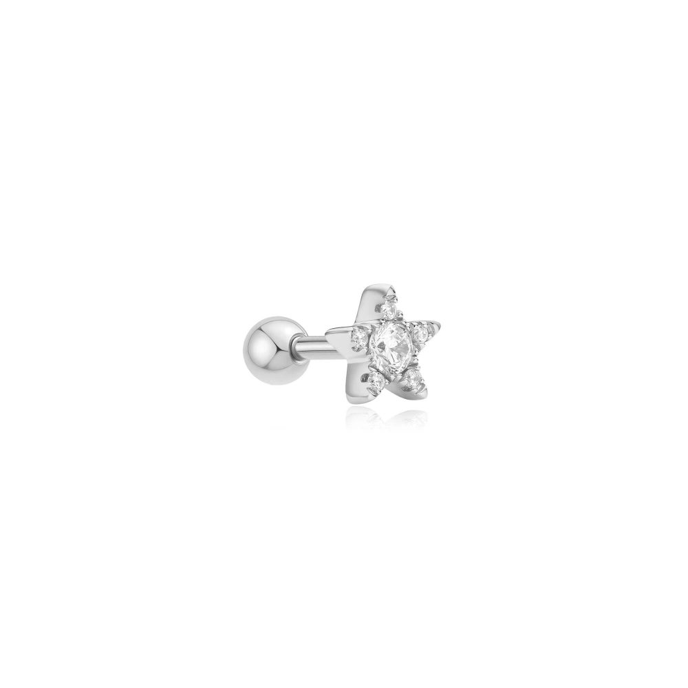 Ear Edit Silver Five-Point Star Barbell Single Earring