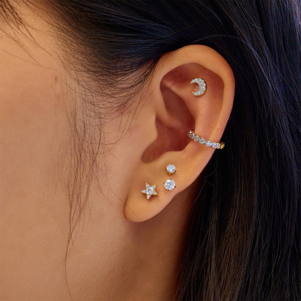 Ear Edit Gold Five-Point Star Barbell Single Earring