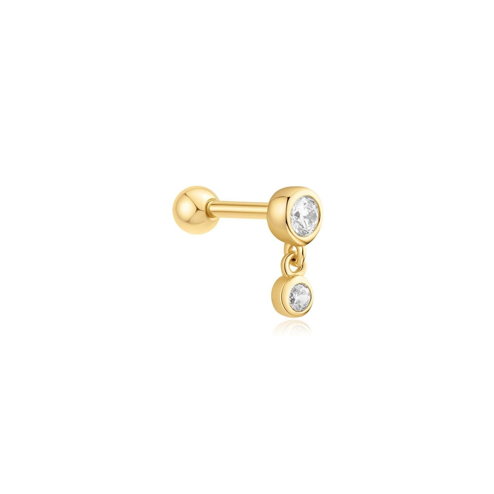 Ear Edit Gold Bezel Dangle Barbell Single Earring