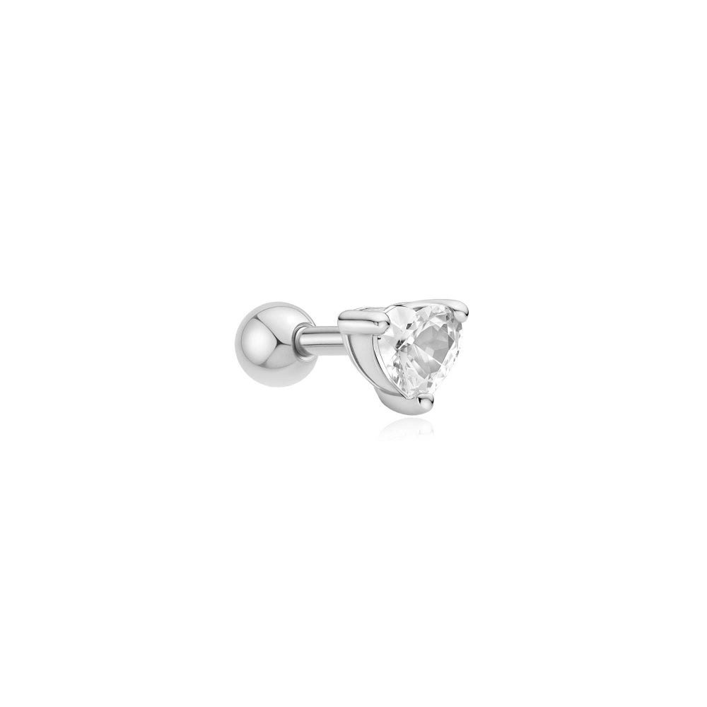 Ear Edit Silver Heart Barbell Single Earring