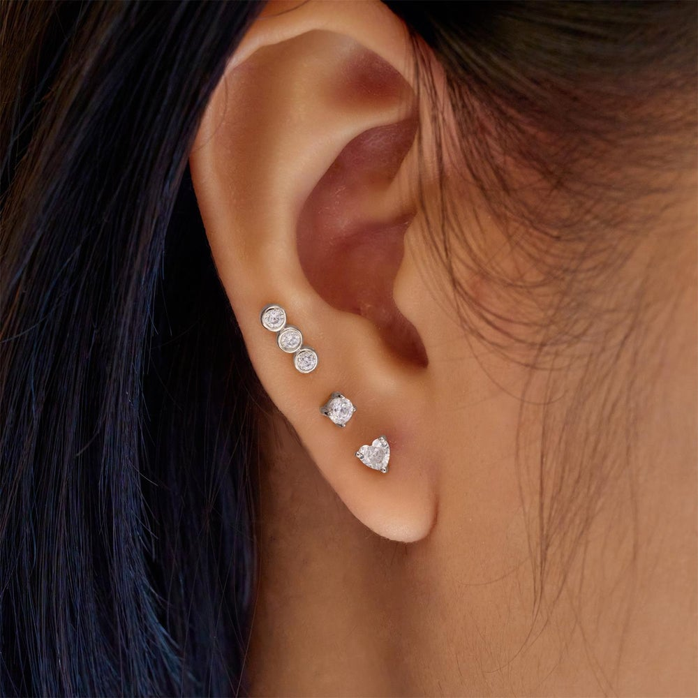 Ear Edit Silver Heart Barbell Single Earring