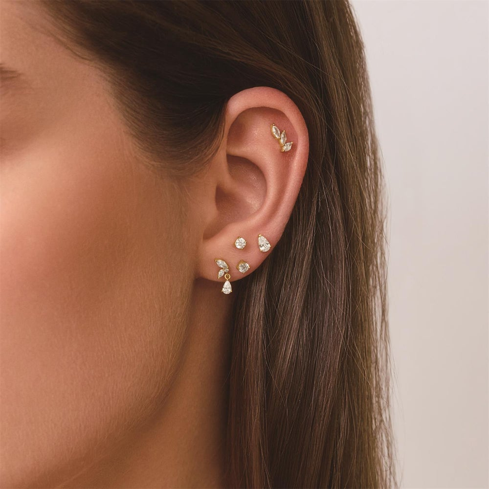 Ear Edit Gold Pear Barbell Single Earring