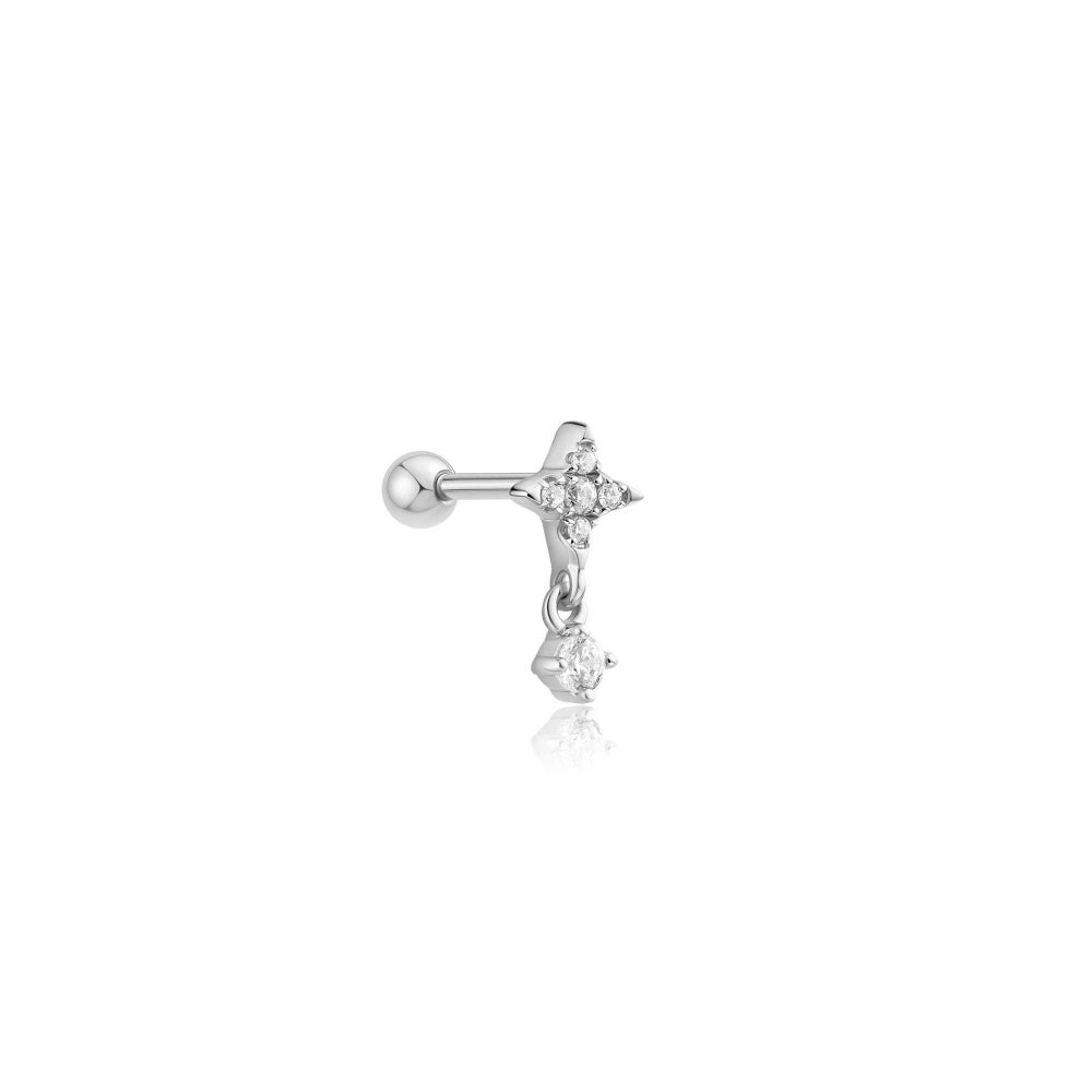 Ear Edit Silver Star Dangle Barbell Single Earring
