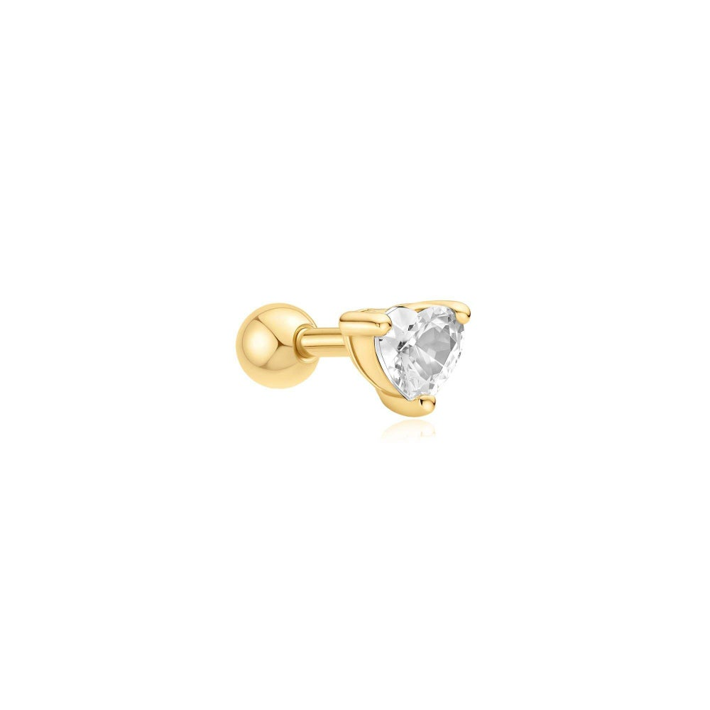 Ear Edit Gold Heart Barbell Single Earring