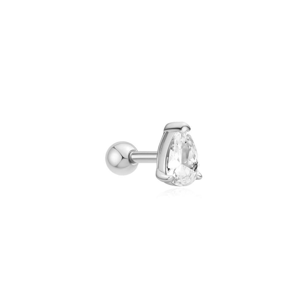 Ear Edit Silver Pear Barbell Single Earring