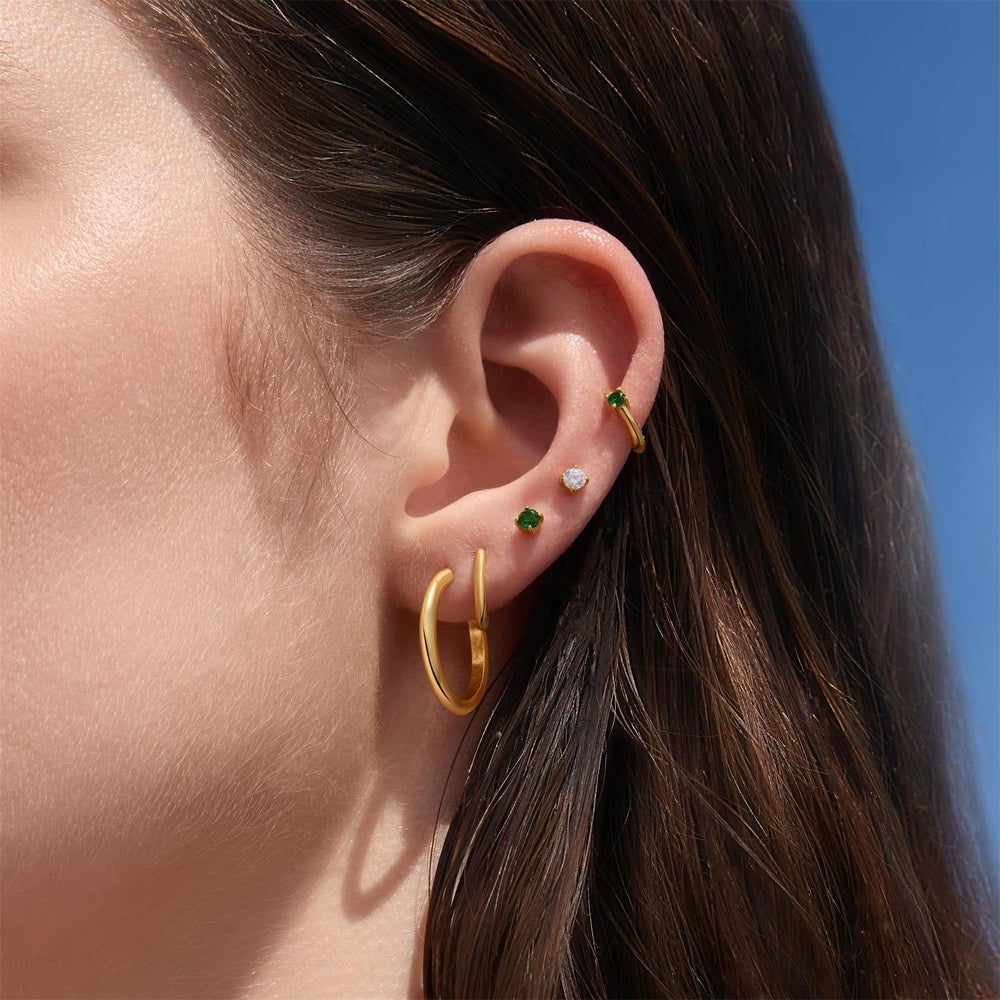 Ripple Joy Gold Green Stud Earrings