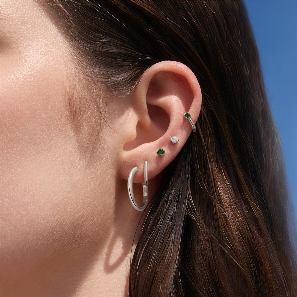 Ripple Joy Silver Green Stud Earrings