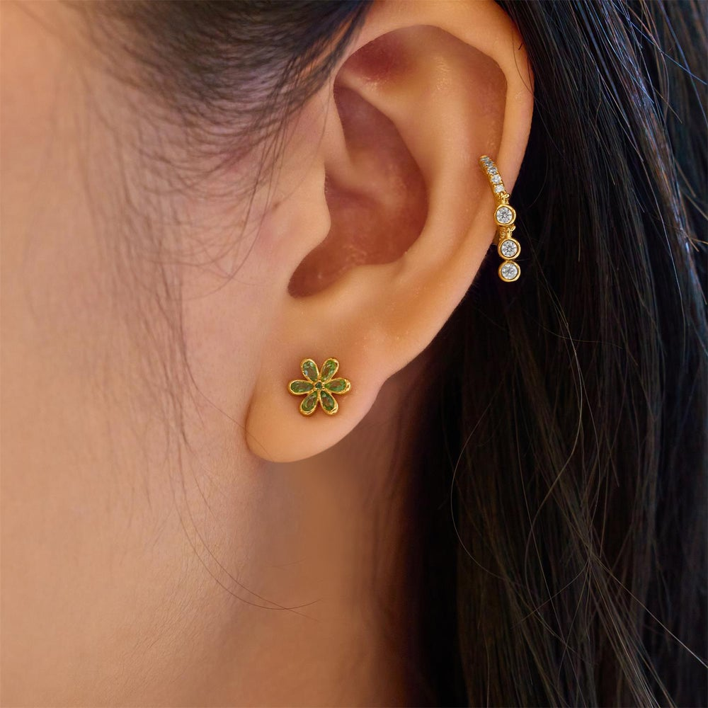 Ripple Joy Gold Mint Green Floral Stud Earrings