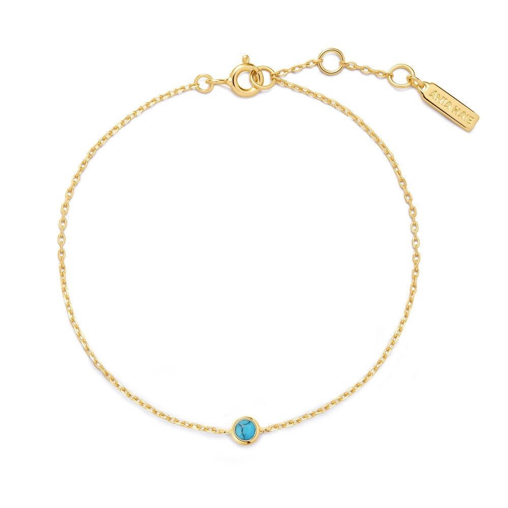 Ripple Joy Gold Bezel-Set Lab-Created Turquoise Solitaire Bracelet
