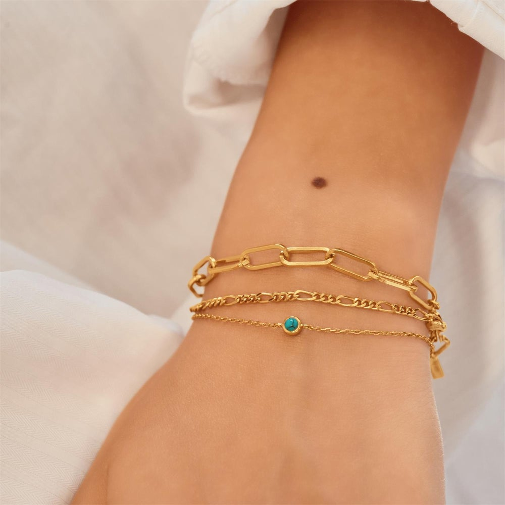 Ripple Joy Gold Bezel-Set Lab-Created Turquoise Solitaire Bracelet