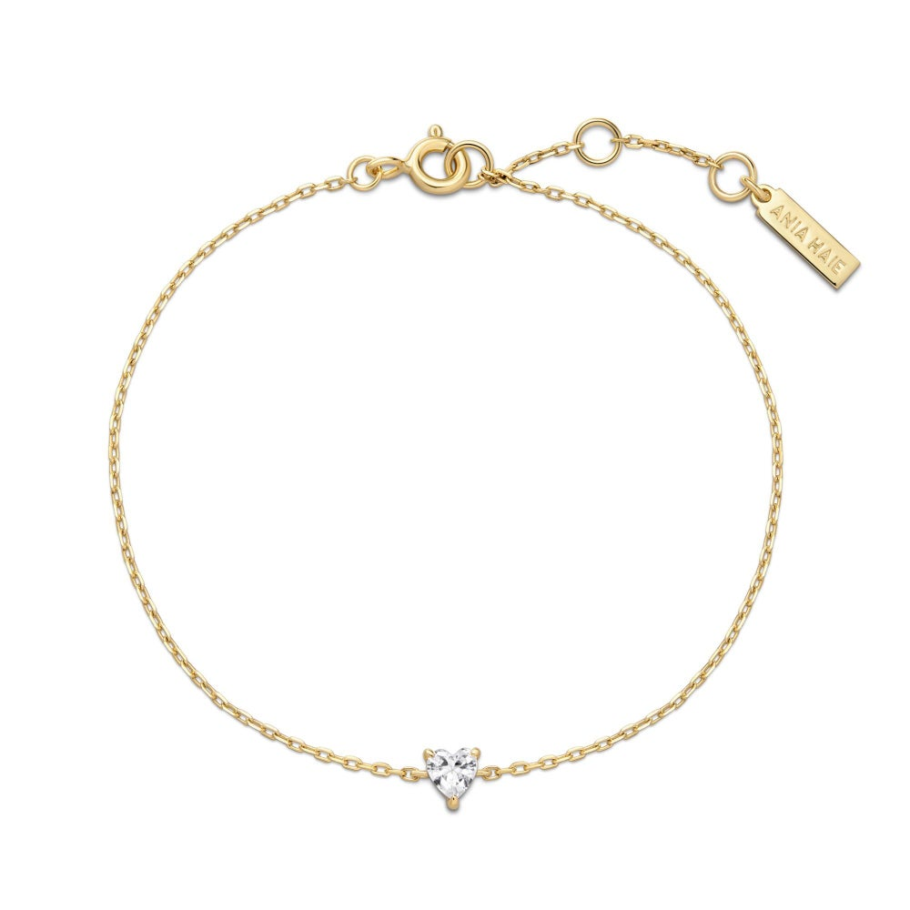 Starlit Drops Gold Sparkle Heart Bracelet