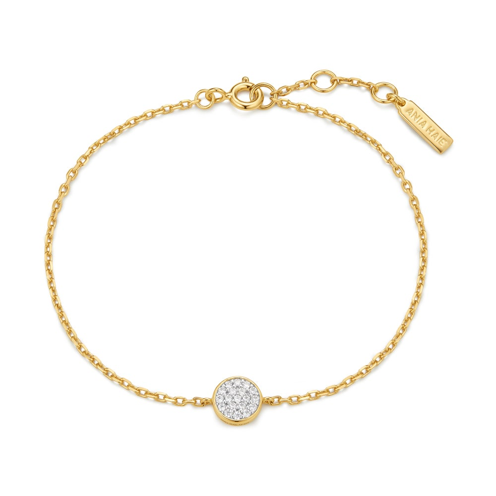 Luna Gaze Gold Pave Disc Bracelet