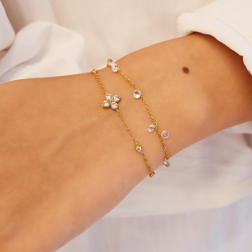Starlit Drops Gold Droplet Station Bracelet