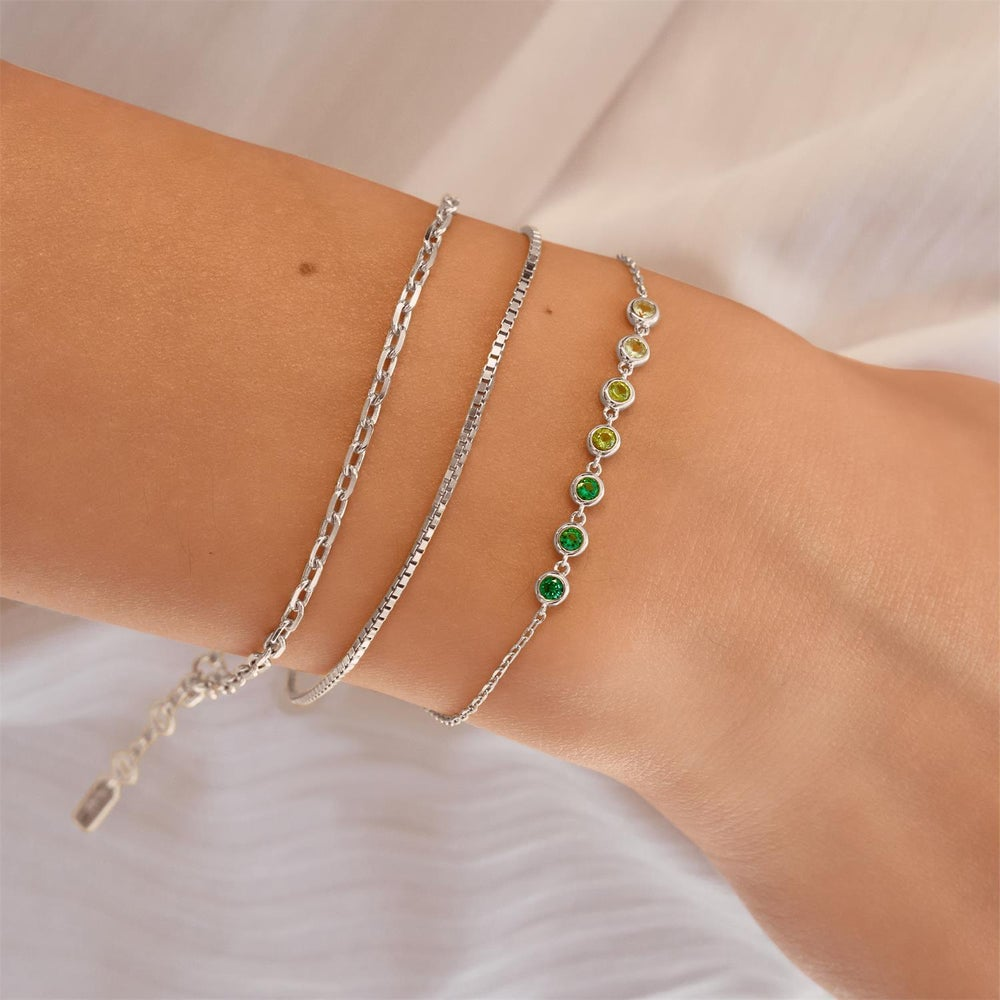 Ripple Joy Silver Green Station Bracelet