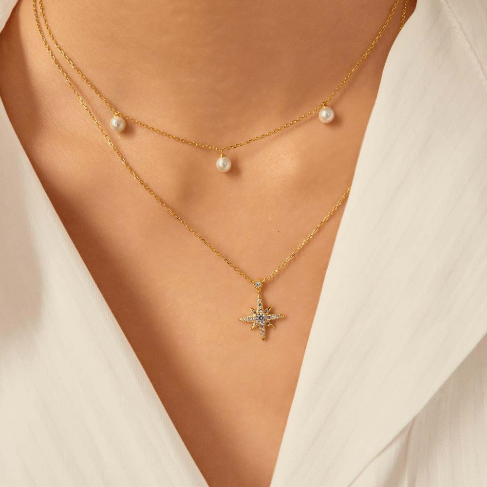Glimmer Glow Gold Sparkling Nova Star Necklace