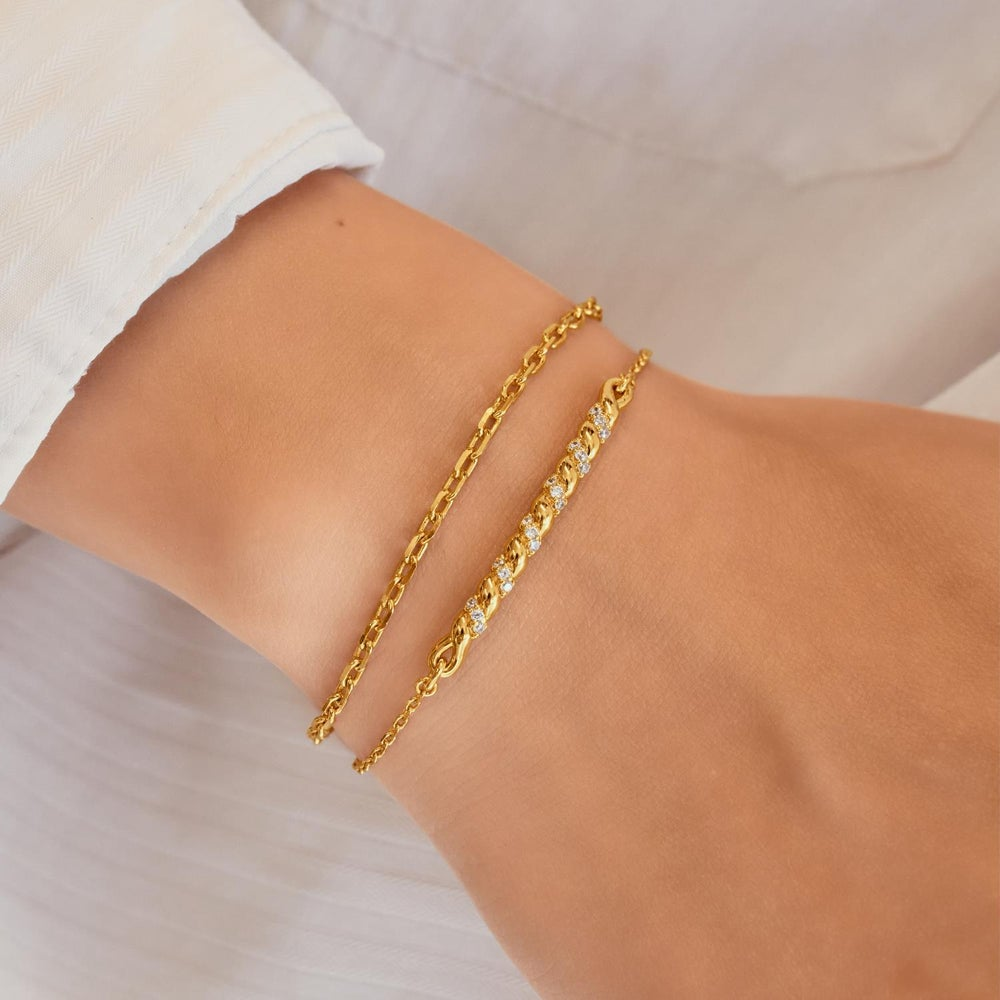 Tide Echo Gold Twisted Bar Bracelet
