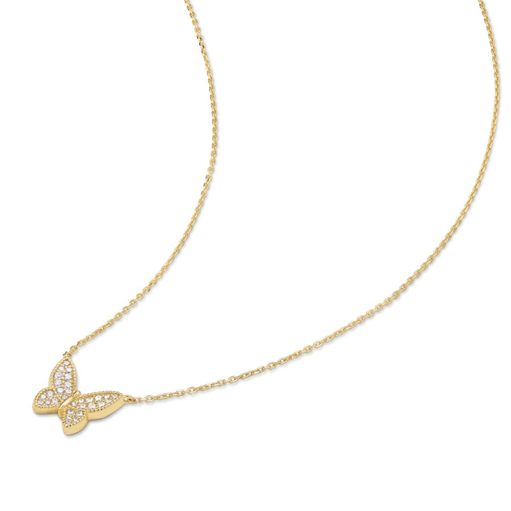 Ripple Joy Gold Butterfly Pave Necklace