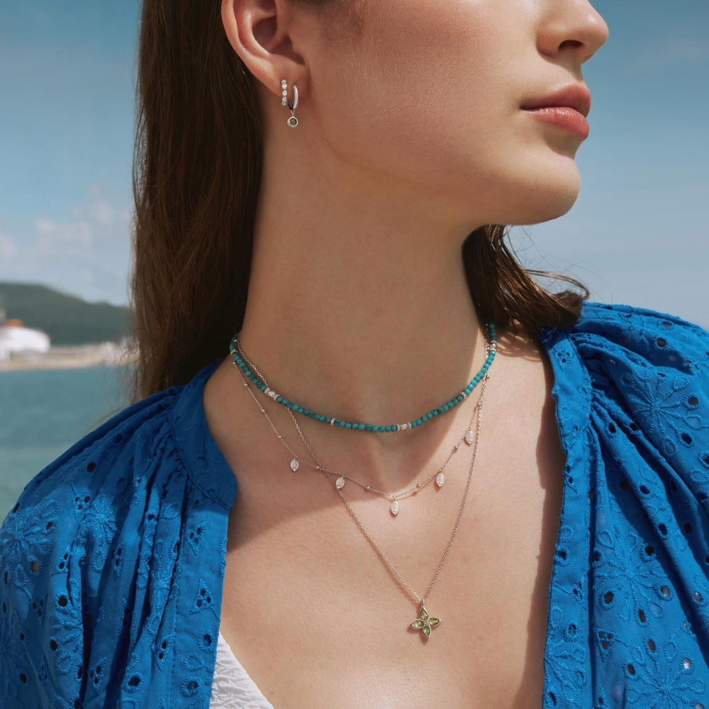 Ripple Joy Silver Mint Green Lucky Clover Necklace