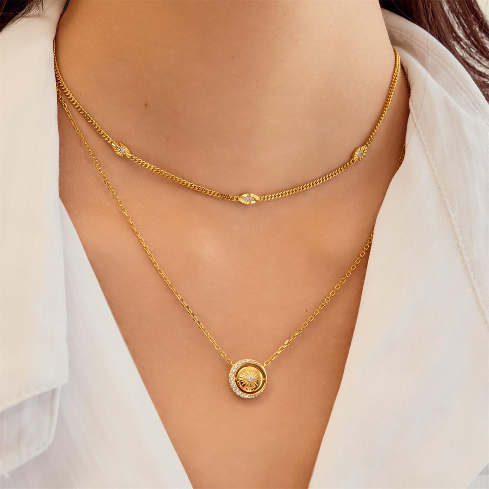 Luna Gaze Gold Evil Eye Station Necklace