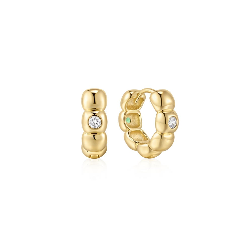 Tide Echo Gold Reversible Puffy Huggie Hoop Earrings