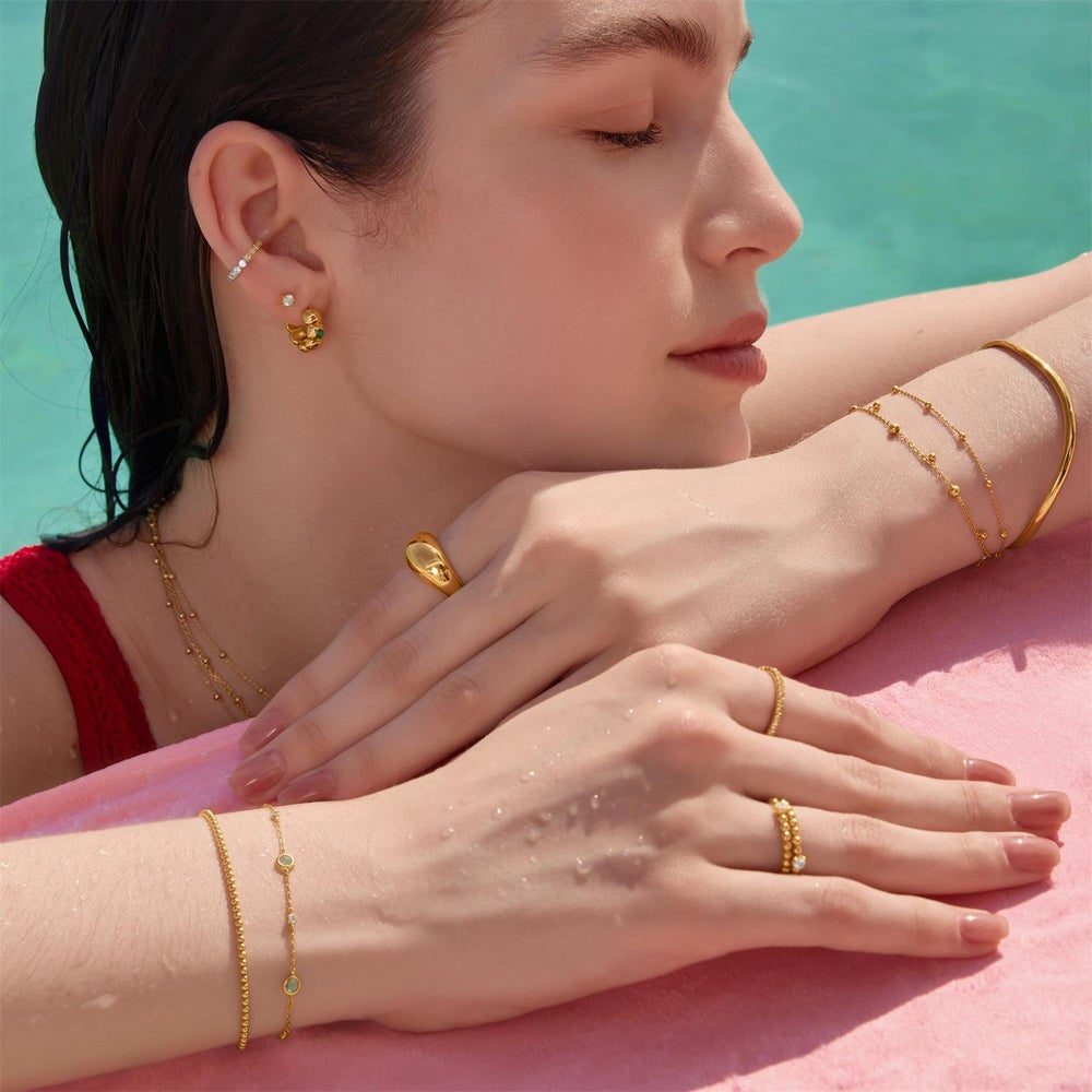 Tide Echo Gold Reversible Puffy Huggie Hoop Earrings