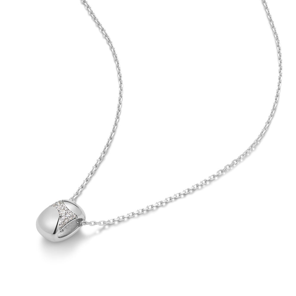 Tide Echo Silver Puffed Rivulet Pave Necklace