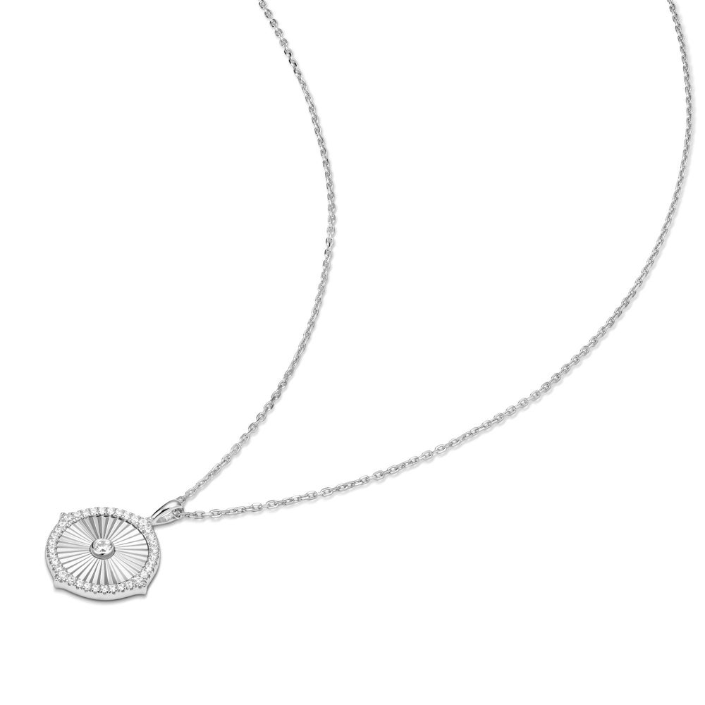 Tide Echo Silver Diamond-Cut Sunny Disc Necklace