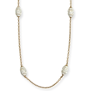 16" Gold over Sterling Silver and Sterling Silver Moon Cut Necklace