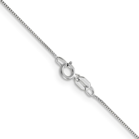 14K White Gold 18" 0.5mm Box with Spring Ring Clasp Chain