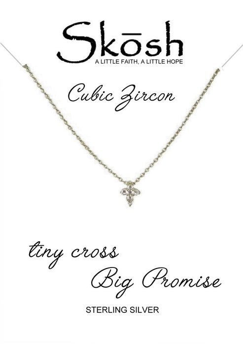 Sterling Silver CZ Tiny  Cross Necklace