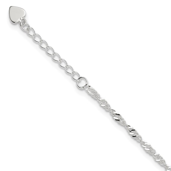 Sterling Silver Diamond Cut Polished 7in Including a 1in Ext. Anklet
