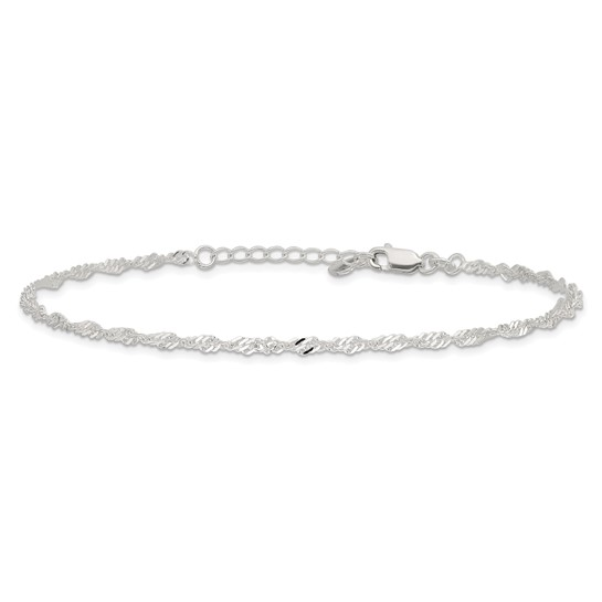 Sterling Silver Diamond Cut Polished 7in Including a 1in Ext. Anklet