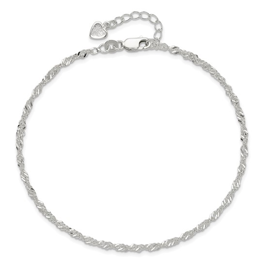 Sterling Silver Diamond Cut Polished 7in Including a 1in Ext. Anklet