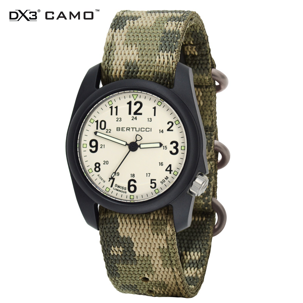 Bertucci DX3 Camo - Stone Dial, Digicam C-Type Camo Webbing Band