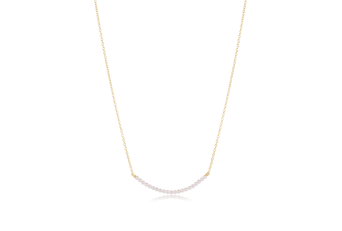 16" Necklace Gold - Beaded Bliss Small Pearl