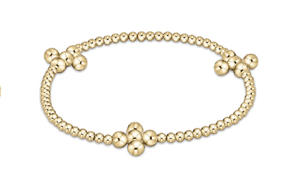 Beaded 4mm Gold Signature Cross 2.5mm Gold Bracelet