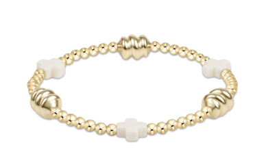 Signature Cross Off-White & Admire Gold 3mm Gold Bracelet