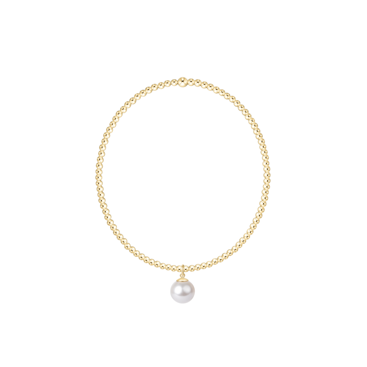 Classic Gold 2mm Bracelet - Classic Pearl 8mm Charm