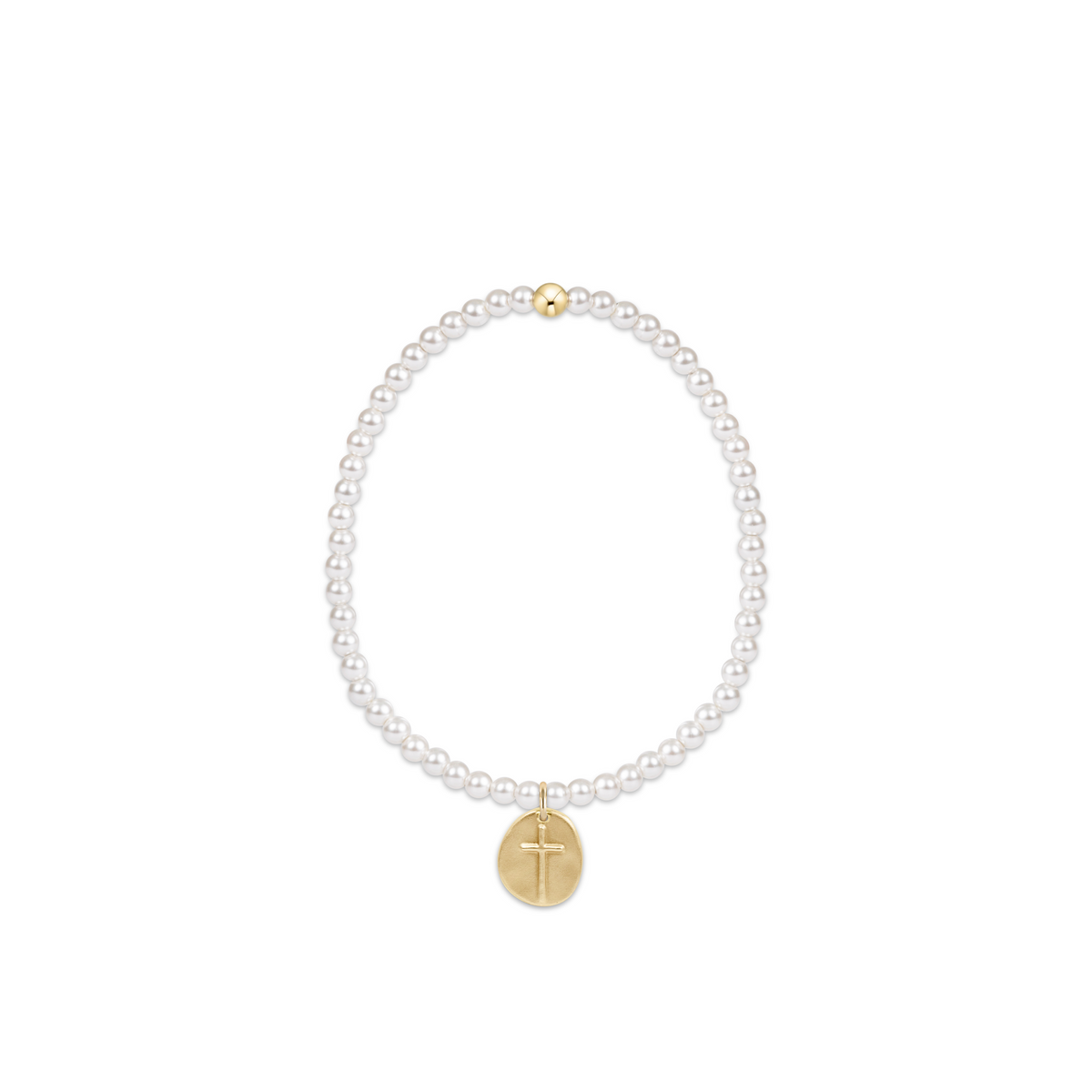 Classic Pearl 3mm Bracelet - Inspire Small Gold Disc