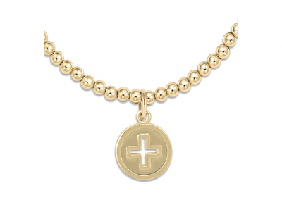 Classic Gold 3mm Bracelet - Signature Cross Gold Disc