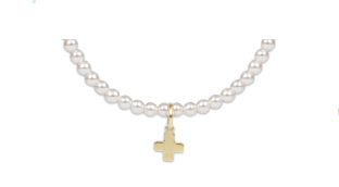 Classic Pearl 3mm Bracelet - Signature Cross Gold Charm