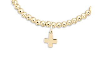 Classic Gold 2mm Bracelet - Signature Cross Small Gold Charm