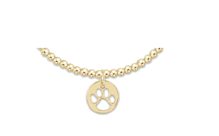 Classic Gold 3mm Bracelet - Paw Print Gold Disc