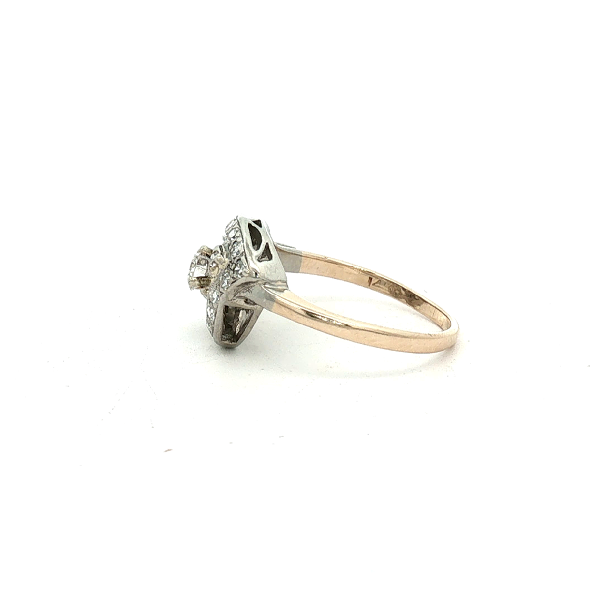 14K Two-Toned Yellow and White Gold Diamond Dinner Estate Ring