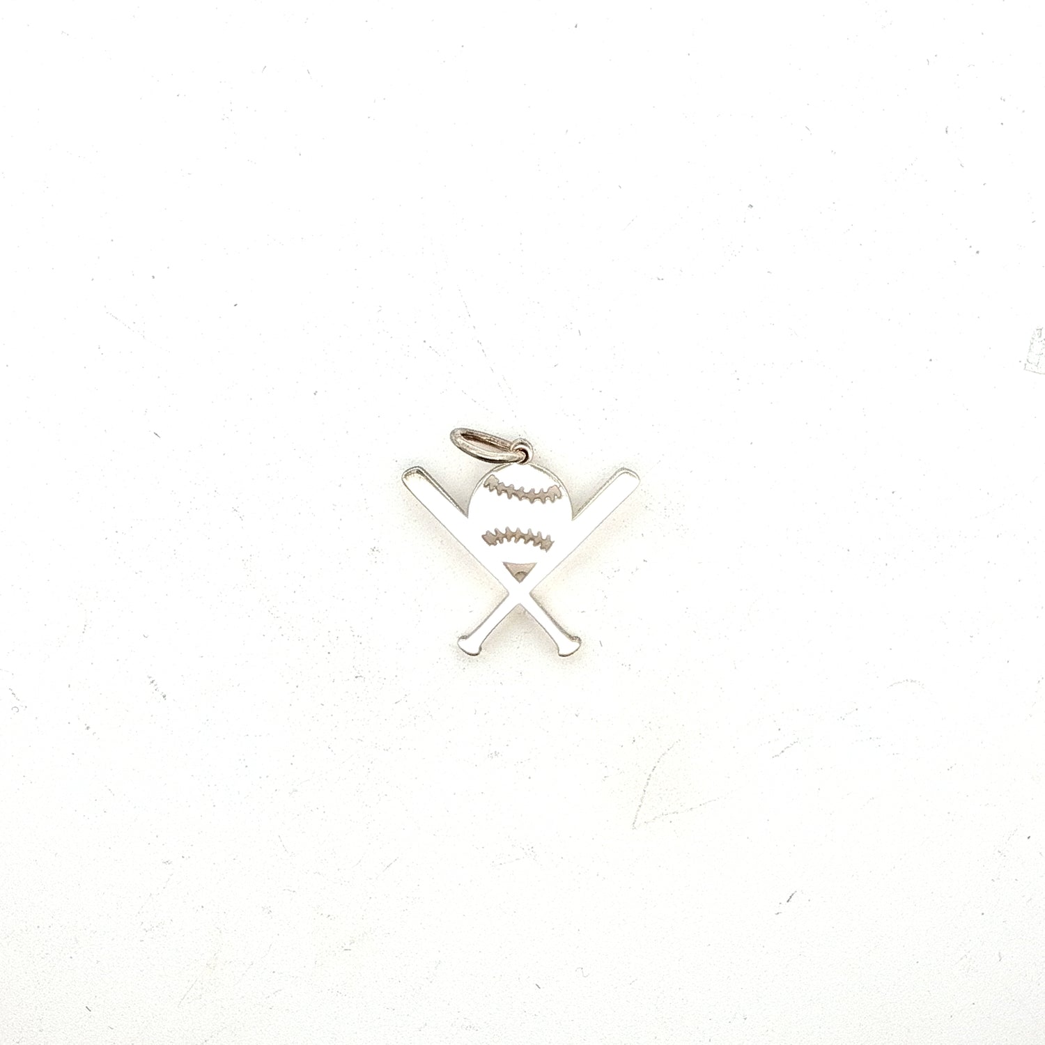 Sterling Silver Baseball and Bat Charm