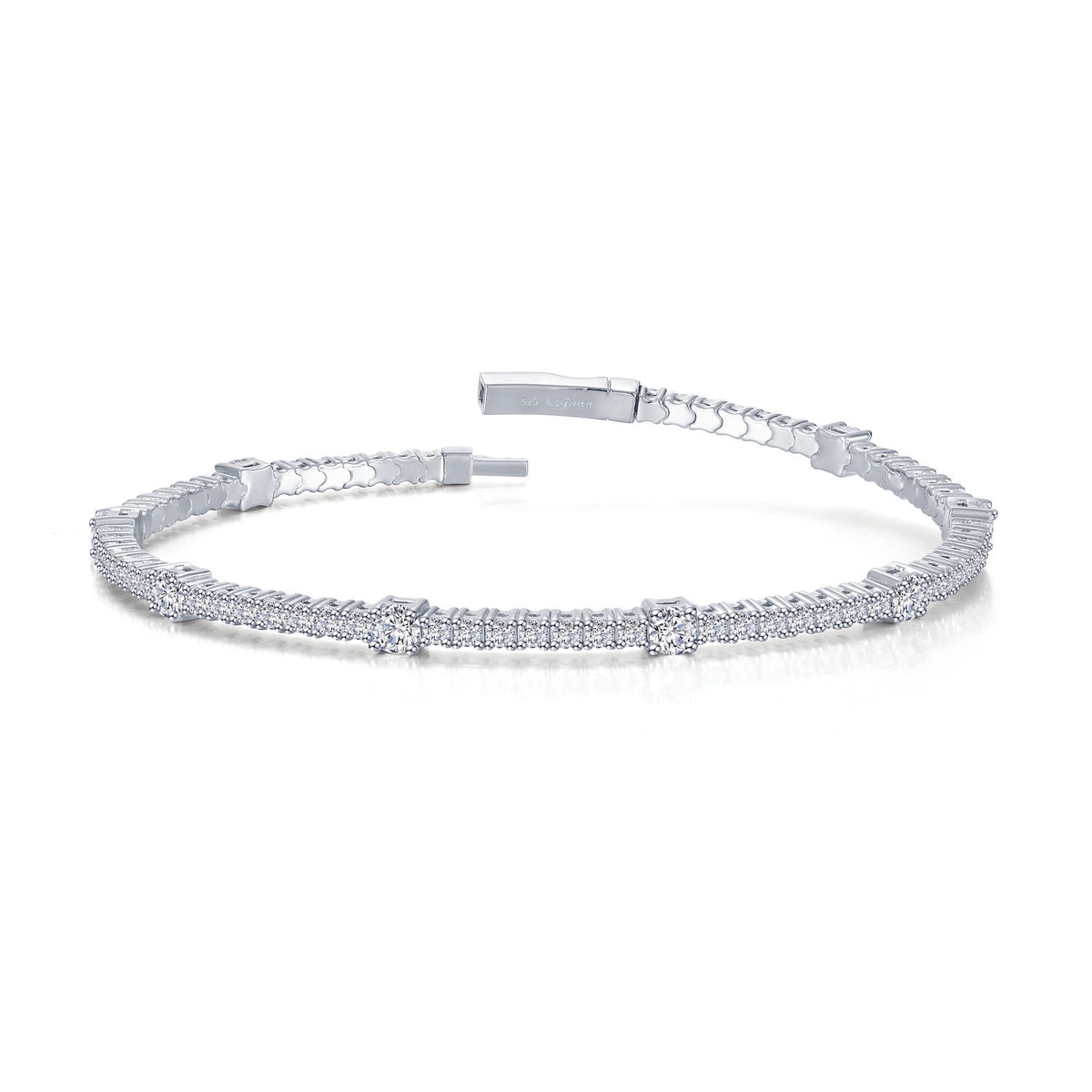 BANGLE CL S.S. PT 3.25 CTW STATION 2MM TENNIS FLEXIBLE BANGLE 6.8