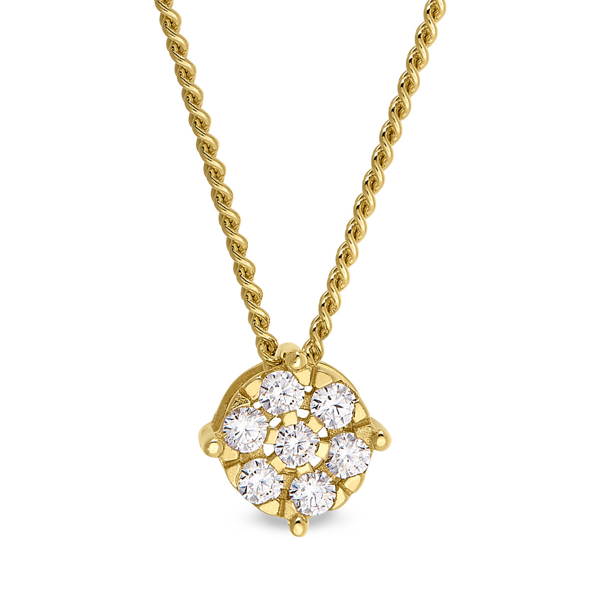 Gold Vermeil Sterling Silver Flower with Simulated Diamonds 18" Necklace