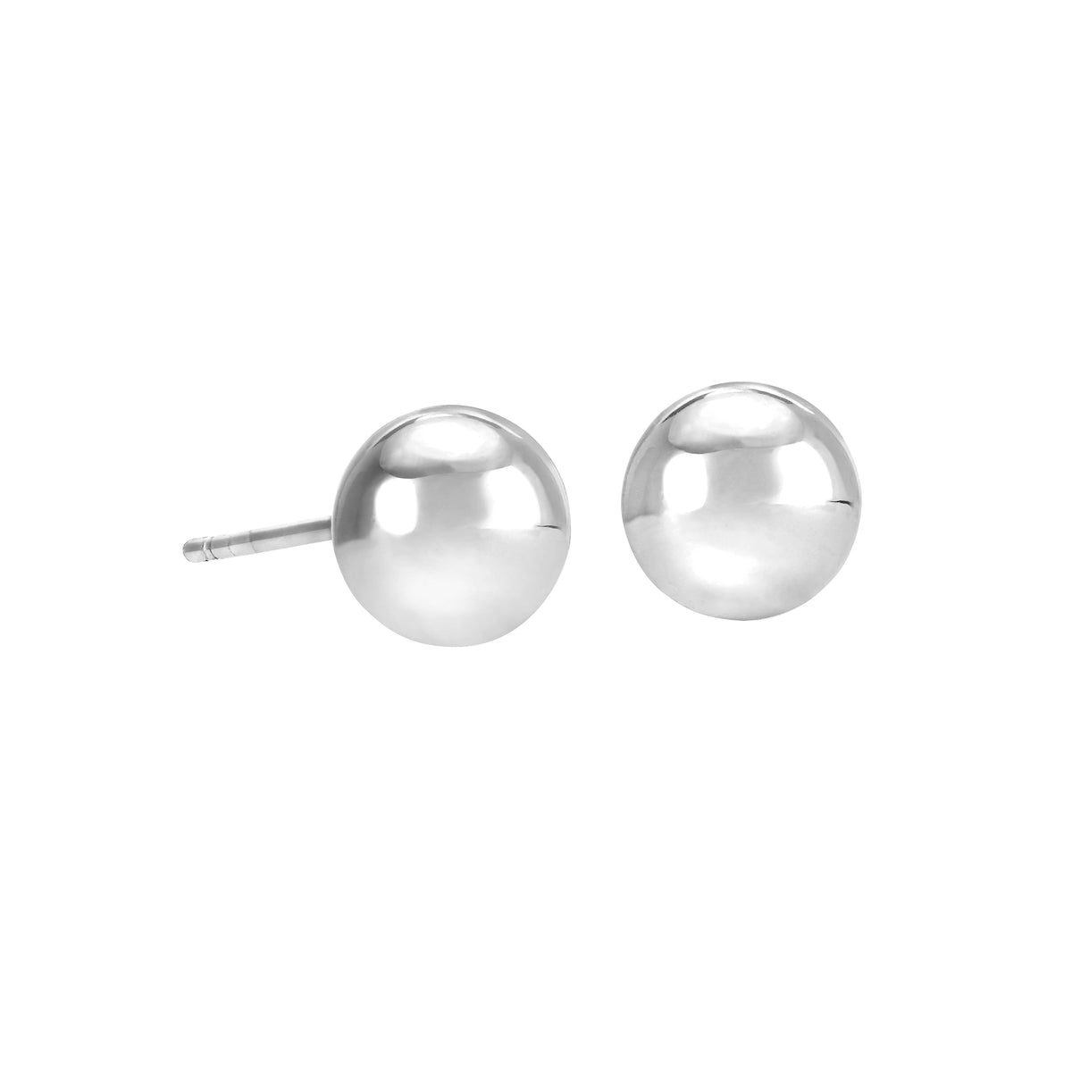 Rhodium Finish Sterling Silver 5mm Ball Stud Earrings